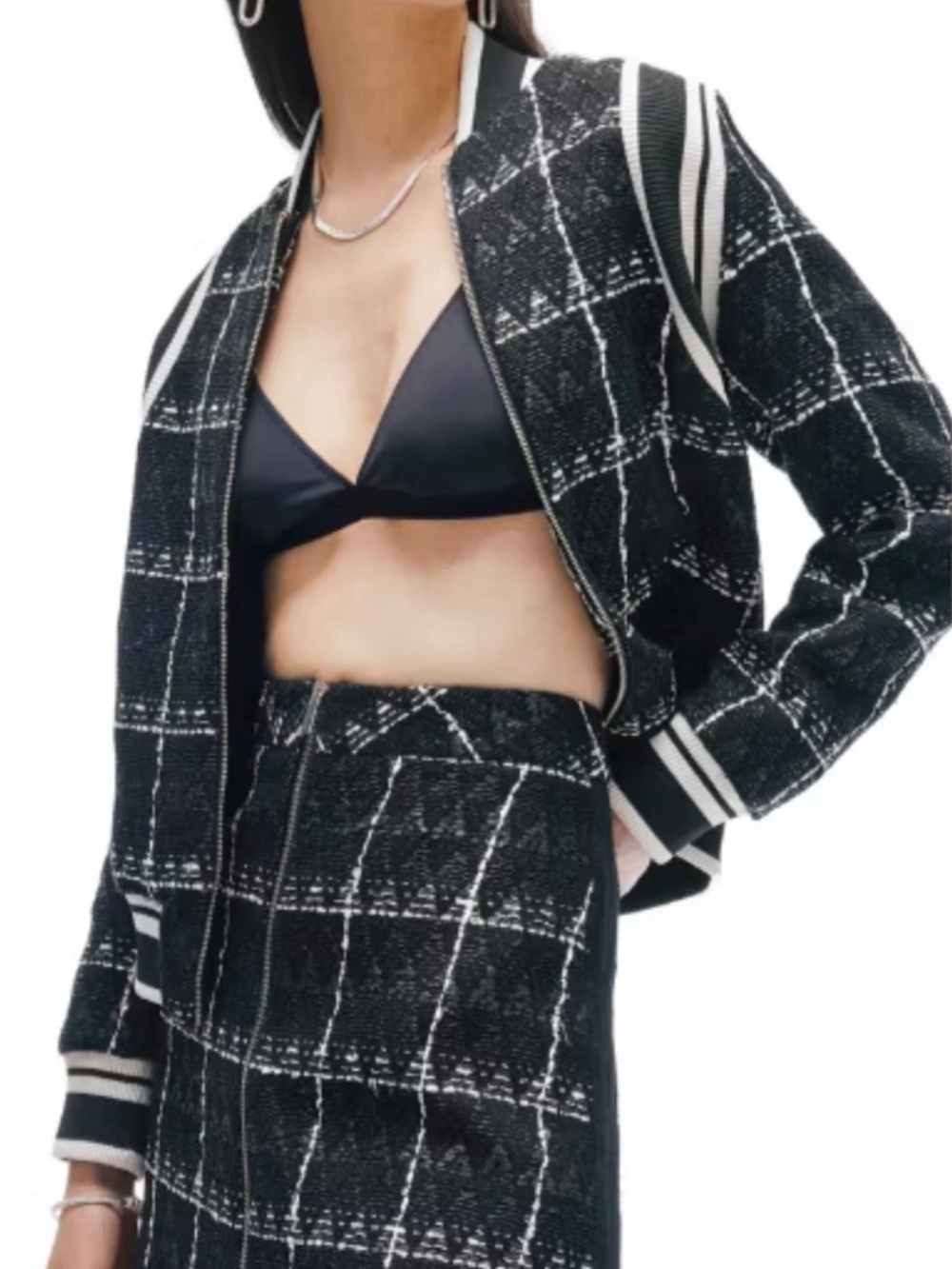 KAREN MILLEN LINTON TWEED BOMBER JACKET